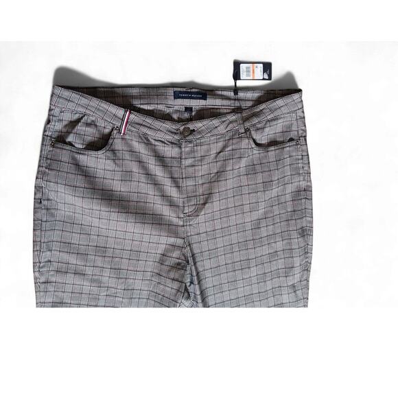 New Tommy Hilfiger 24W Plaid Pattern Pants Gray Stretch Mid Rise Trousers - Picture 4 of 11